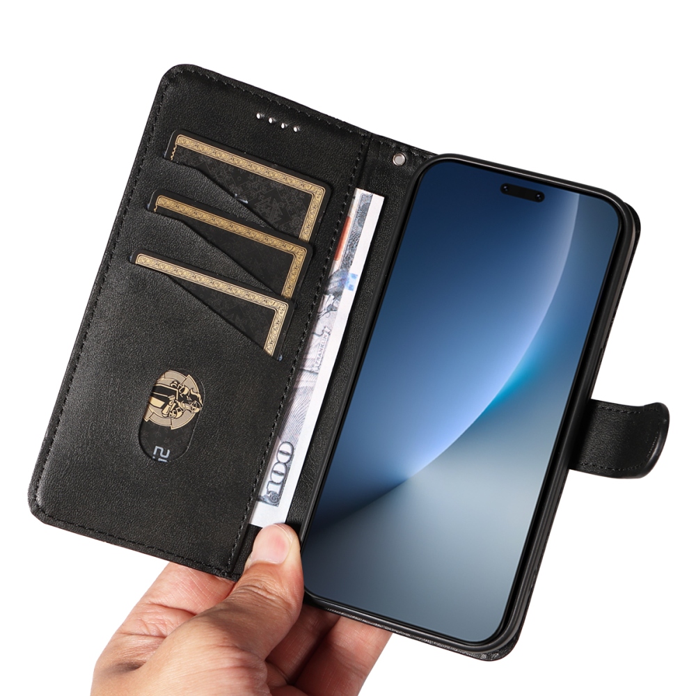 Póló alakú könyvtáska Honor Magic 8 Pro 5G számára - fekete