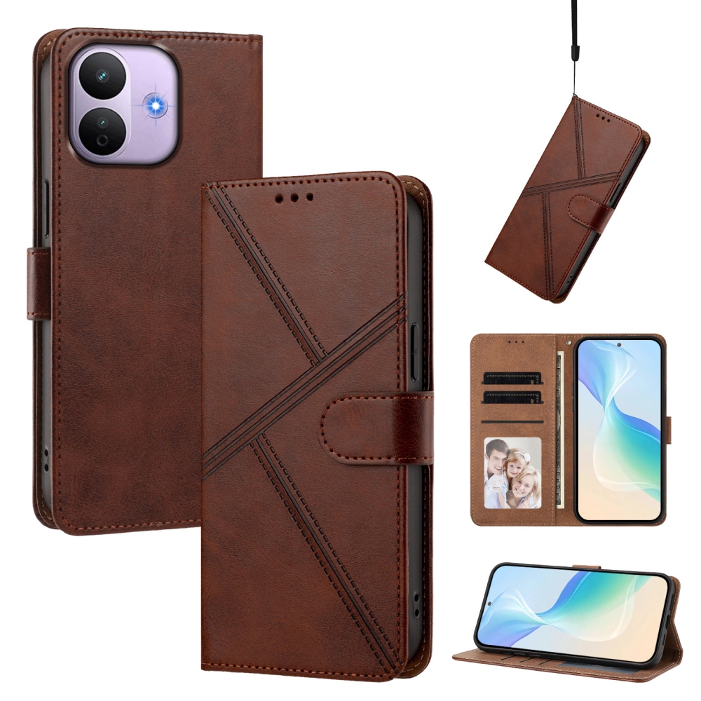 T-Shape könyvformájú tok a Xiaomi Redmi Note 17 Pro 5G mobiltelefonhoz – barna