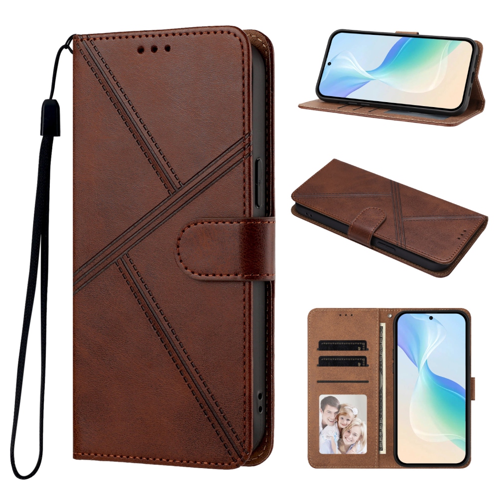 T-Shape könyvformájú tok a Xiaomi Redmi Note 17 Pro 5G mobiltelefonhoz – barna
