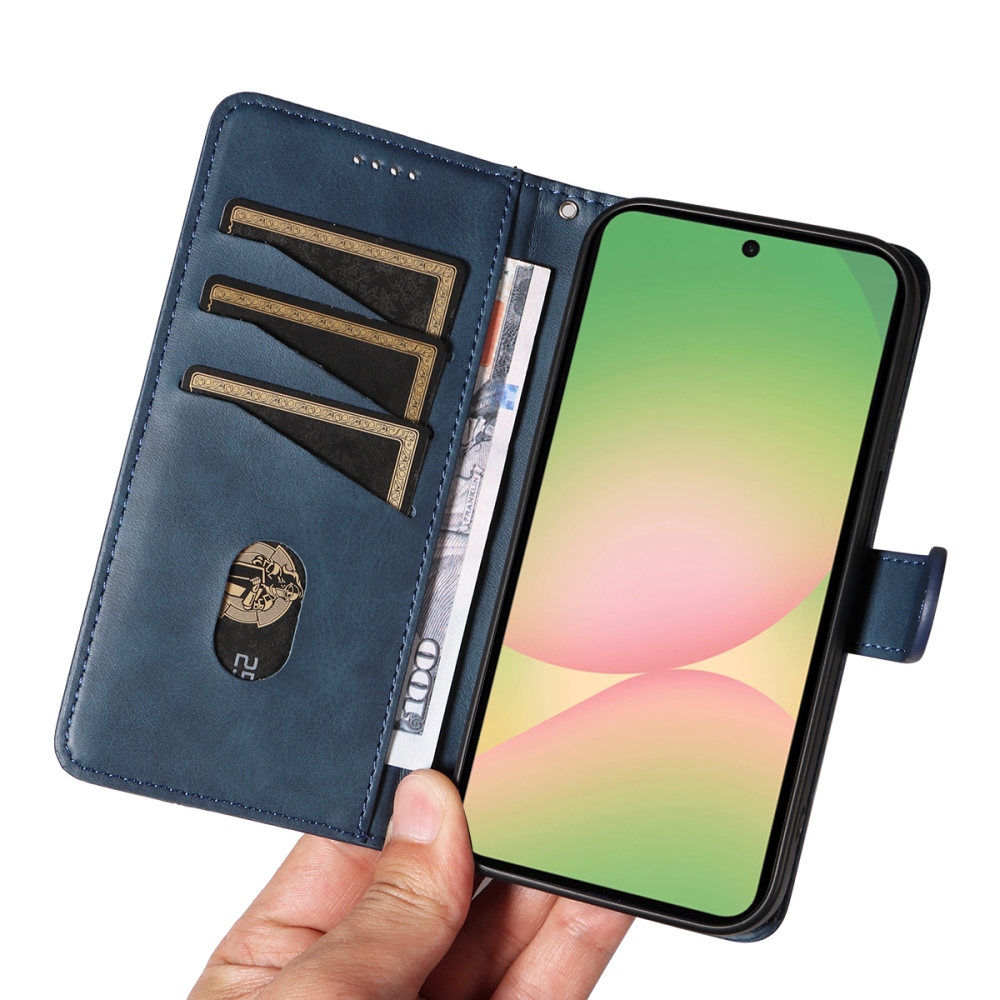 Póló alakú könyvtáska Samsung Galaxy A57 5G készülékhez - kék