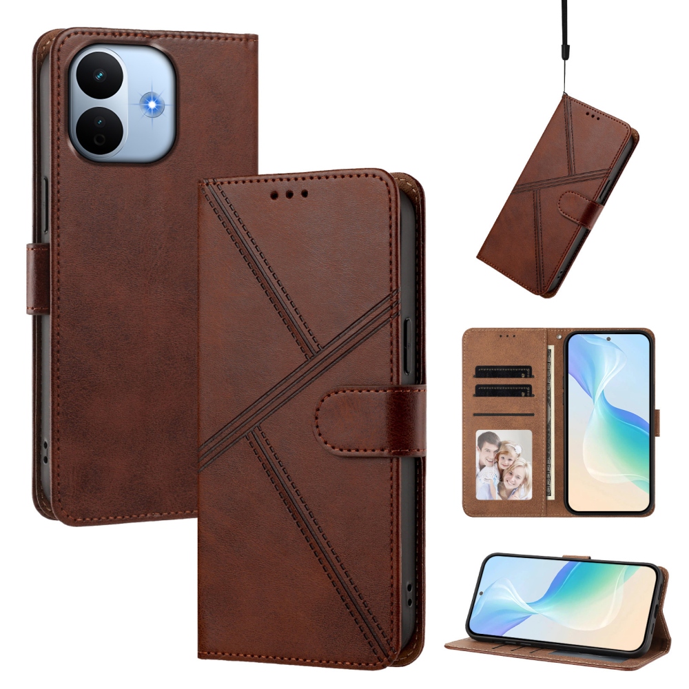 T-Shape könyvformájú tok a Xiaomi Redmi Note 17 Pro Max 5G-hez – barna