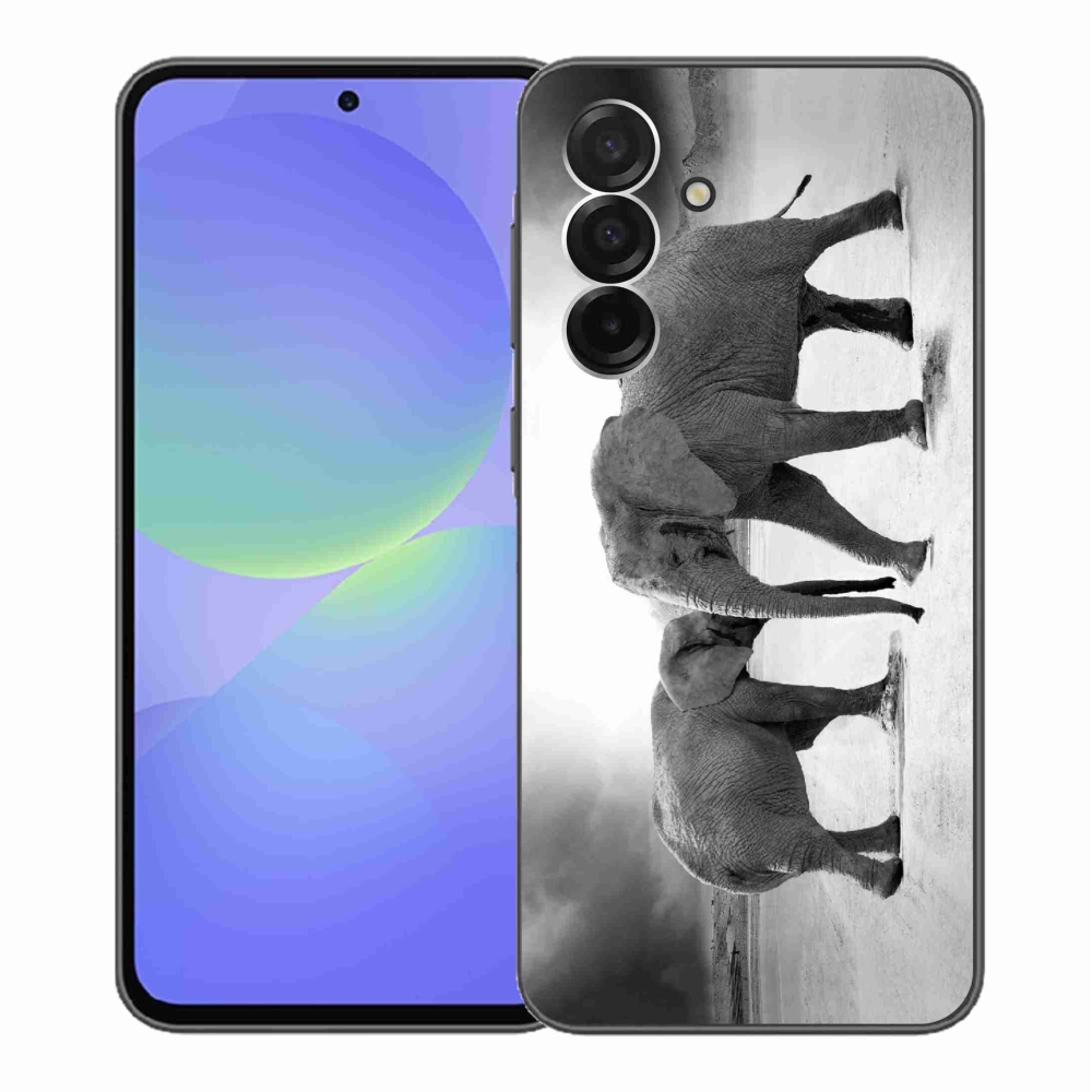 Gél borító mmCase Samsung Galaxy A36 5G - fekete és fehér elefántokhoz