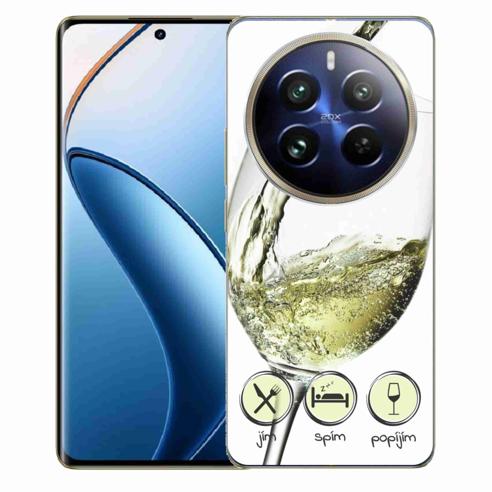 Gél tok mmCase a Realme 12 Pro 5G/12 Pro+ 5G modellhez - borospohár fehér