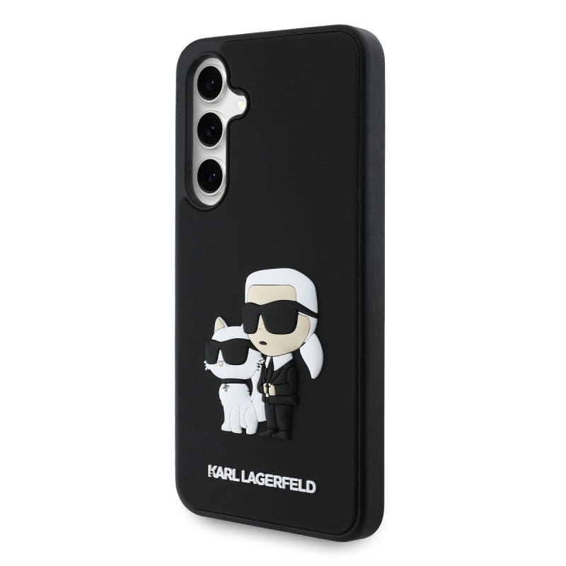 Karl Lagerfeld 3D gumiból készült Karl és Choupette hátlap Samsung Galaxy S24 FE Fekete