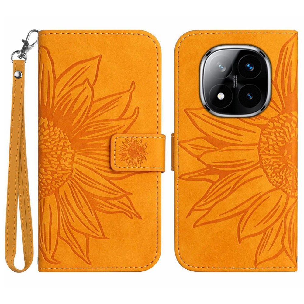 Napraforgó könyv tok Xiaomi Redmi Note 14 Pro-hoz - sárga