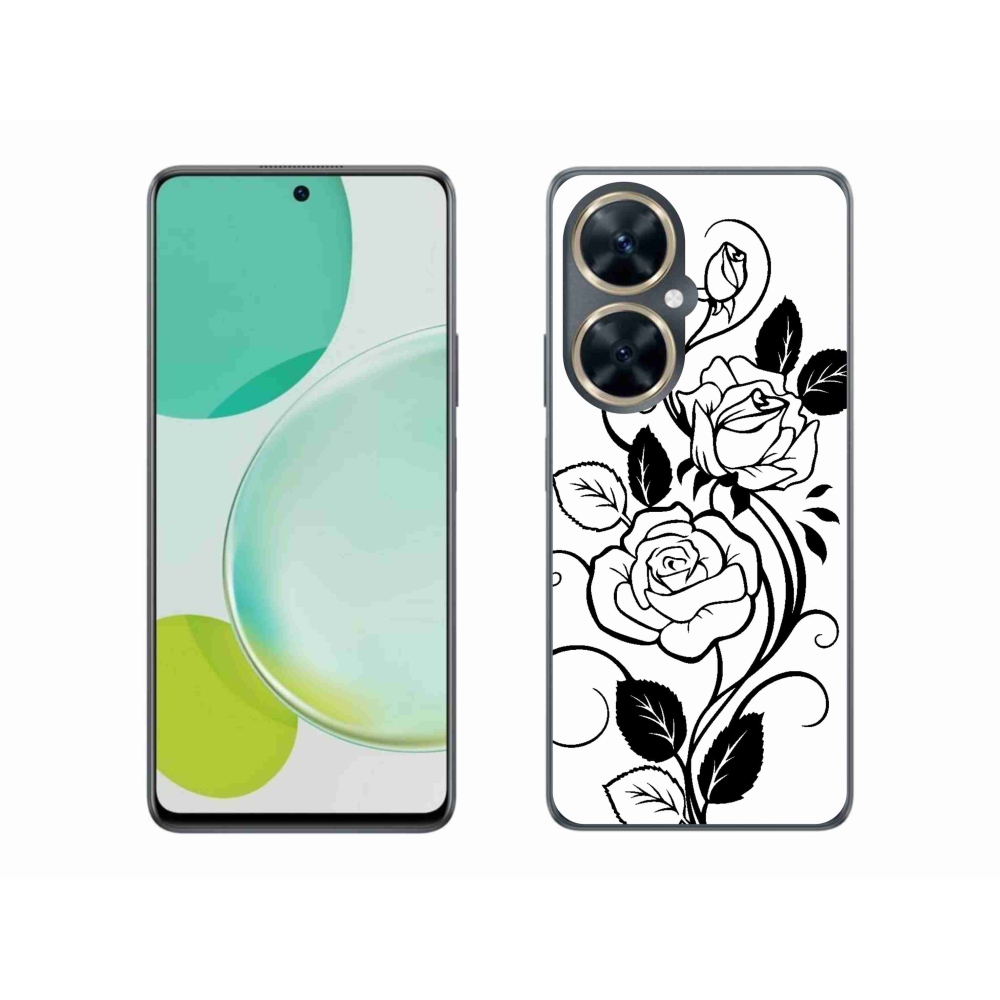 Gél borítás mmCase a Huawei Nova 11i készülékhez - fekete és fehér rózsa