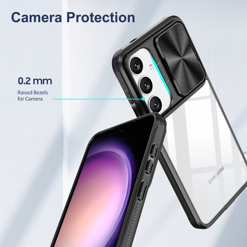 Tartós hátlapi borítás kamerafedéllel Samsung Galaxy S25+ készülékhez - fekete