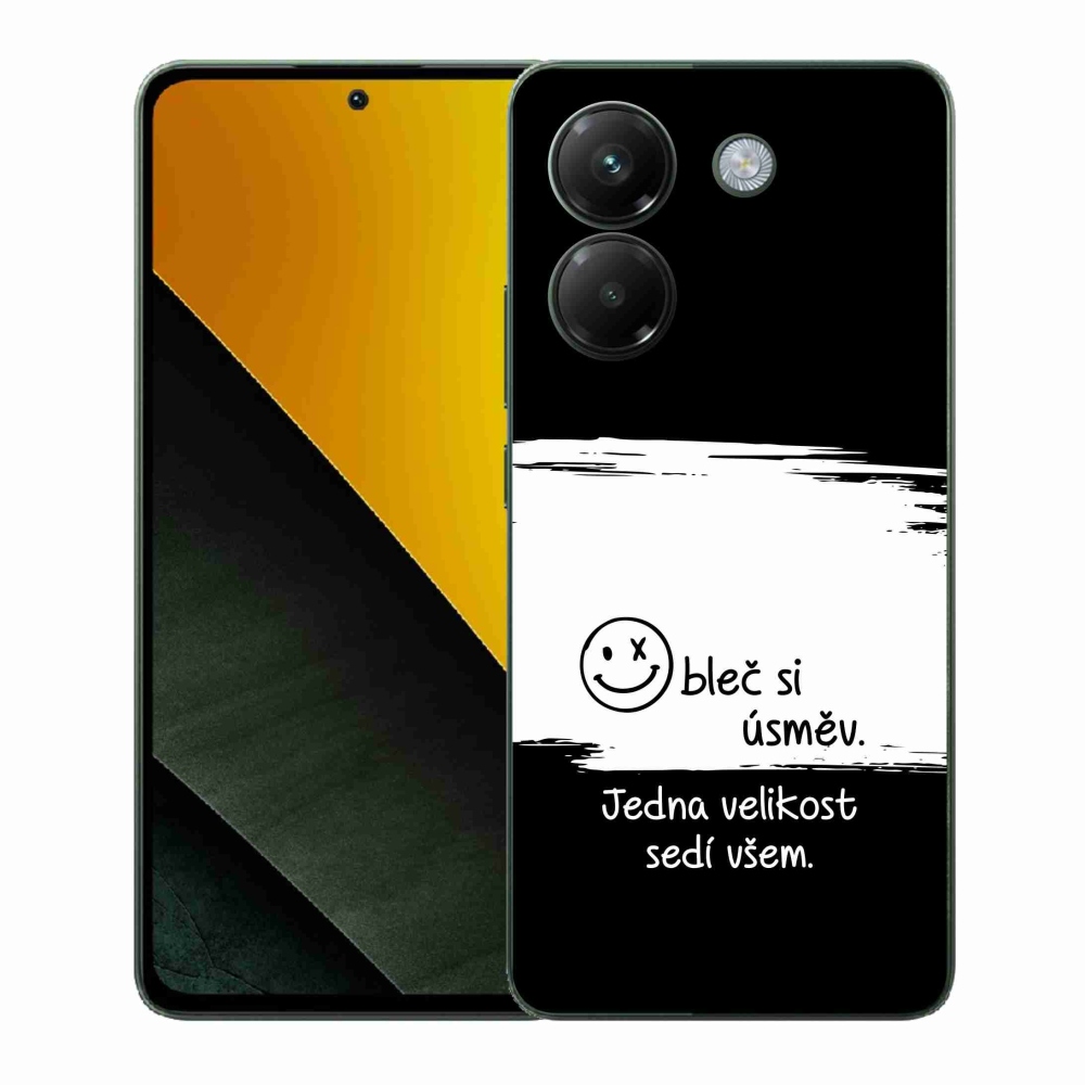 Gél borító mmCase a Xiaomi Poco M7 Pro 5G-hez - vicces szöveg 8 fekete és fehér háttérrel