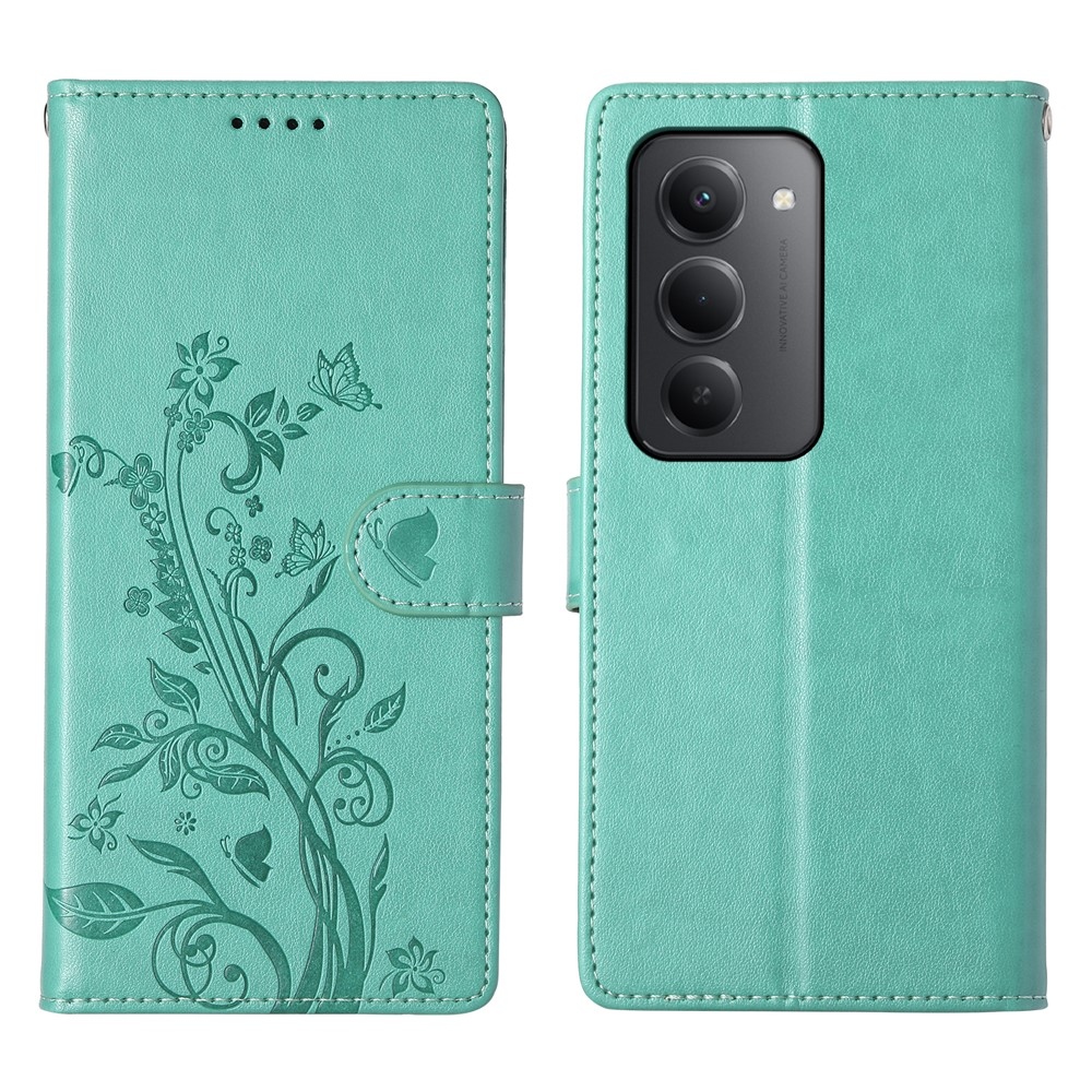 Virágos könyvtáska Xiaomi Redmi 15 5G (169mm) - teáskék színben