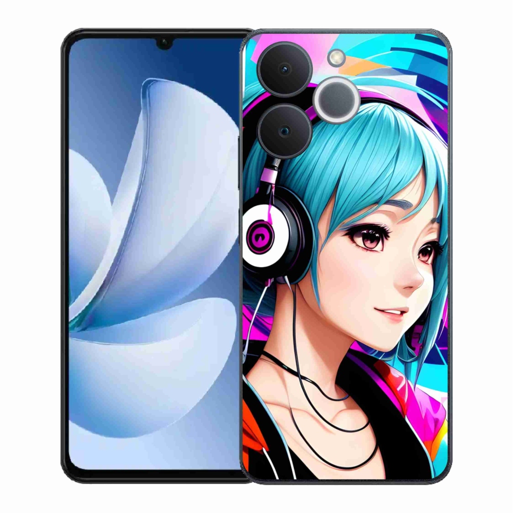 Gél borítás mmCase a Realme Note 70T-hez - lány fejhallgatóval