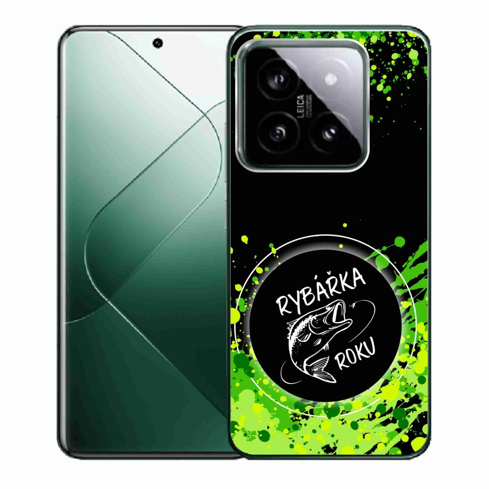 Gél borító mmCase a Xiaomi 14 - halász az év fekete háttérrel