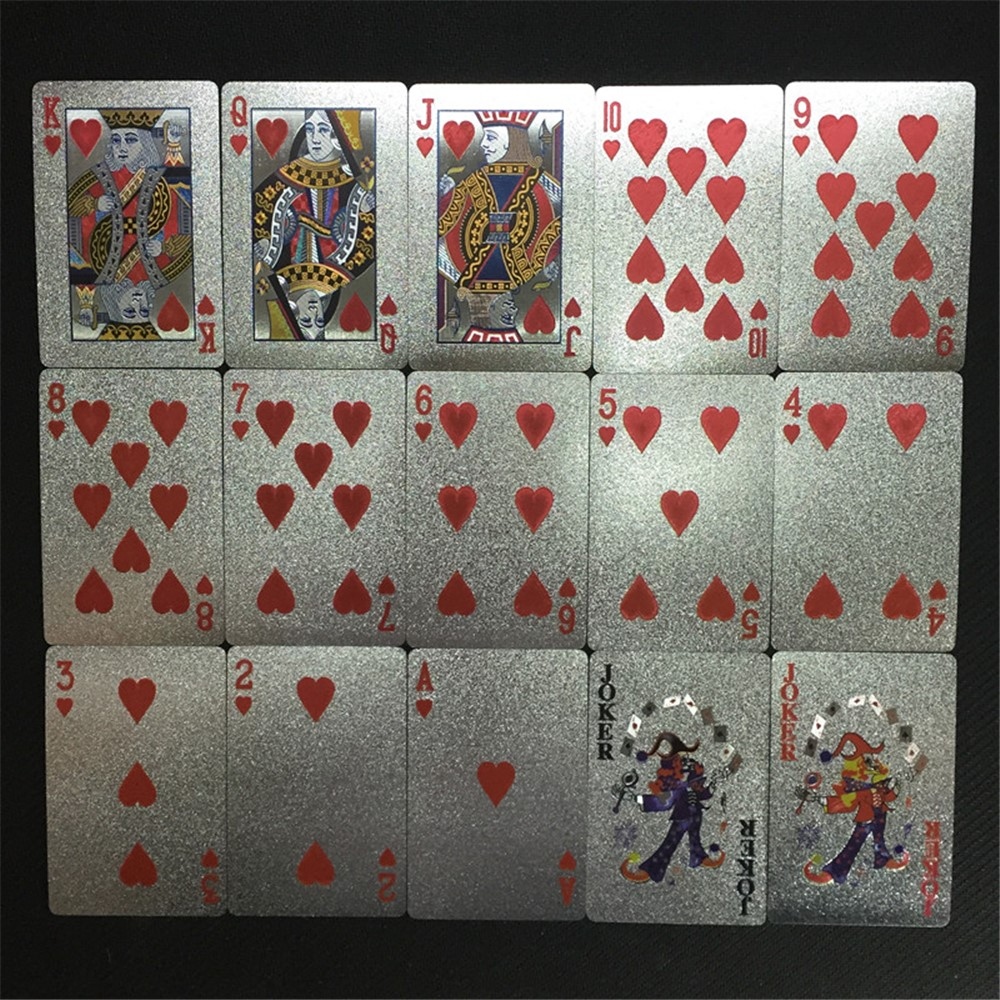 Vízálló műanyag játékkártyák 100 dollárért, ezüst kivitelben, 54 db