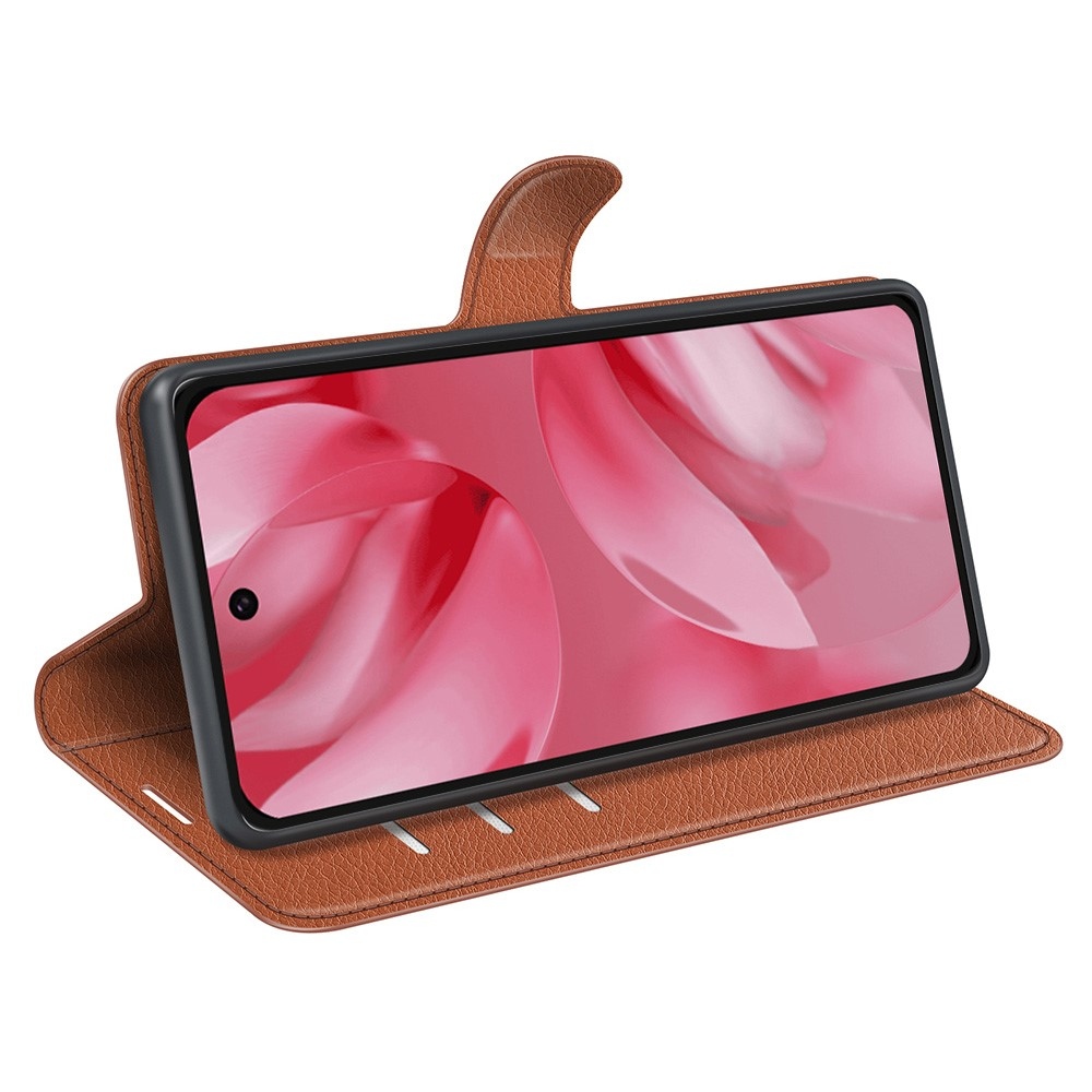 Litchi könyvtáska Google Pixel 10 - barna