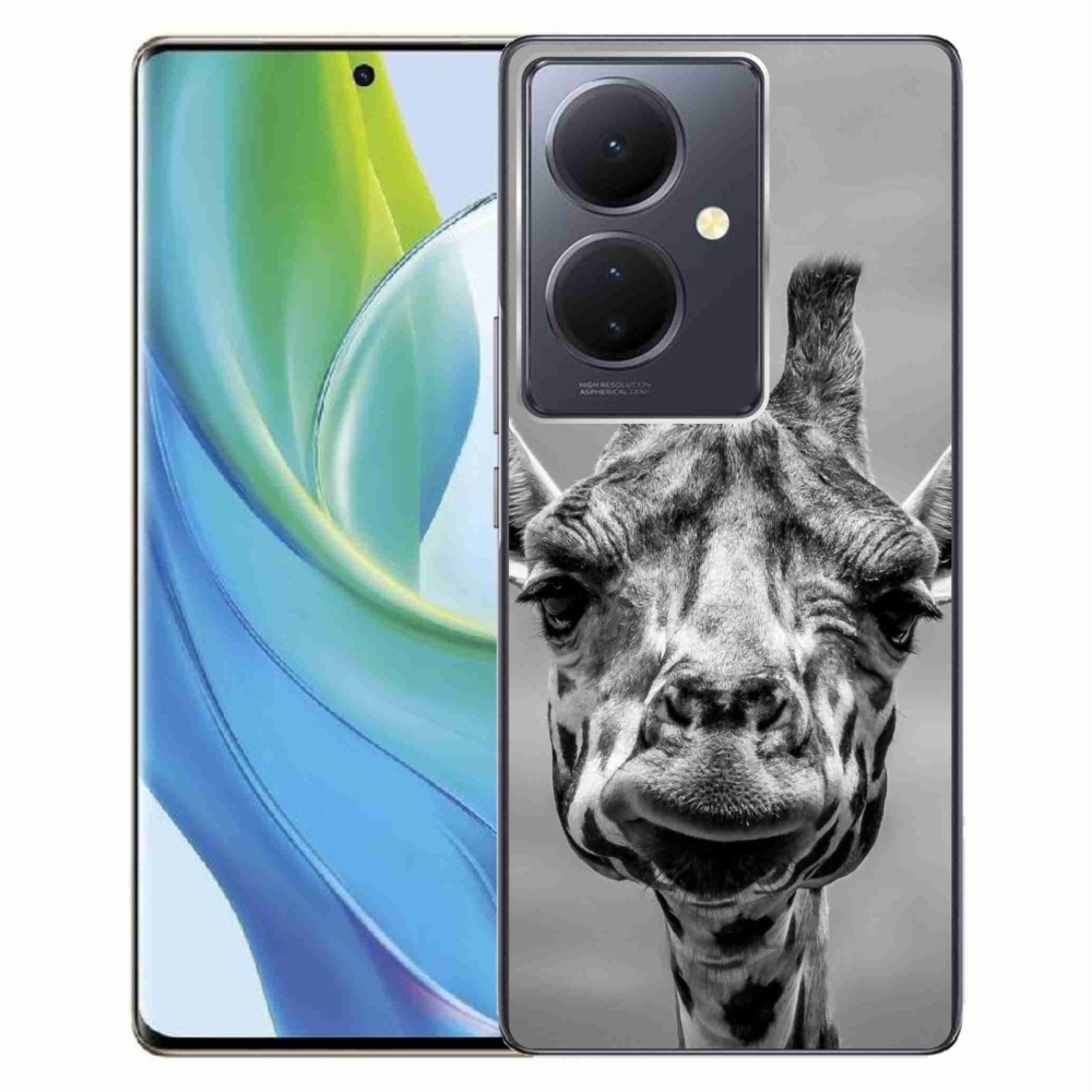 Gél borítás mmCase a Vivo V29 Lite 5G-n - fekete-fehér zsiráf