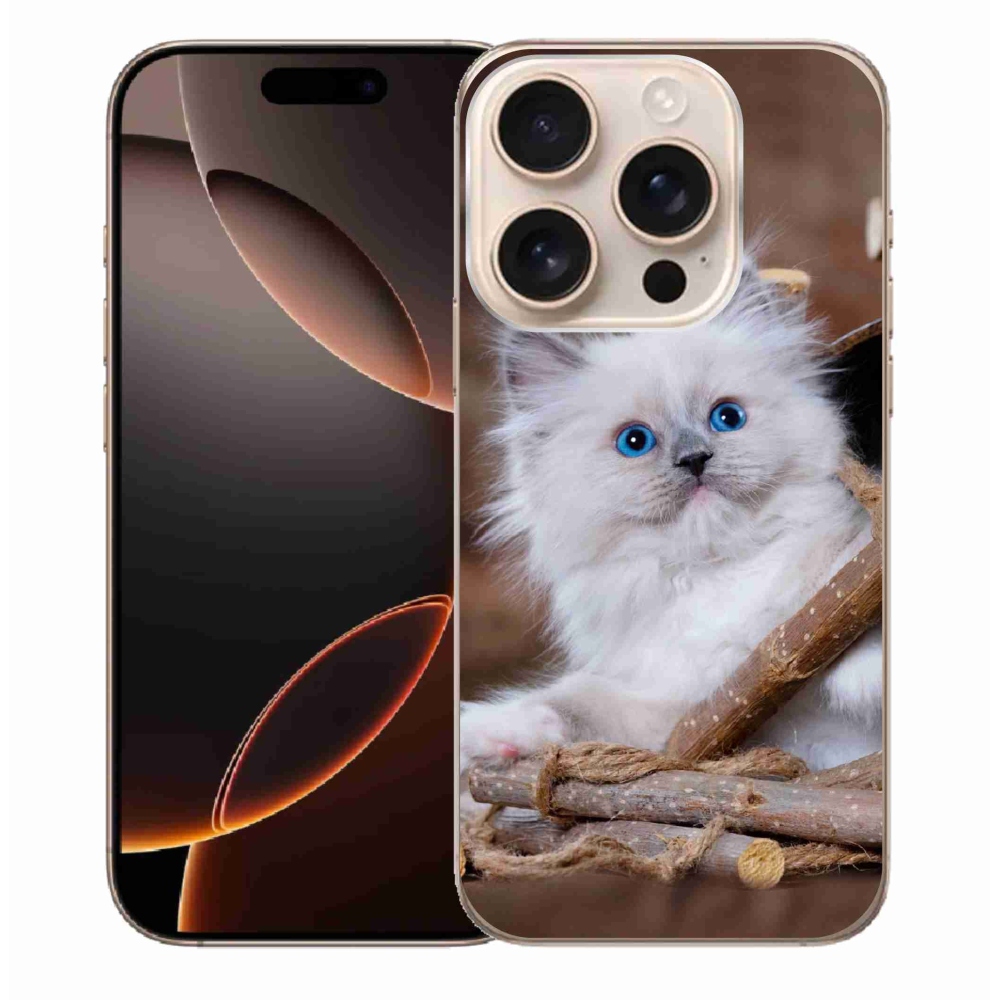 Zselés borítás mmCase iPhone 16 Pro Max készülékhez - fehér cica