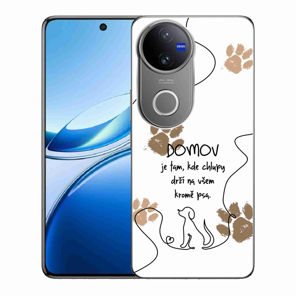 Gél borító mmCase a Vivo V50 5G készülékhez - kutyamotívum fehér háttérrel