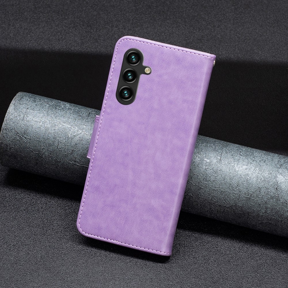 Pillangó könyv tok Samsung Galaxy A55 5G-hez - világos lila