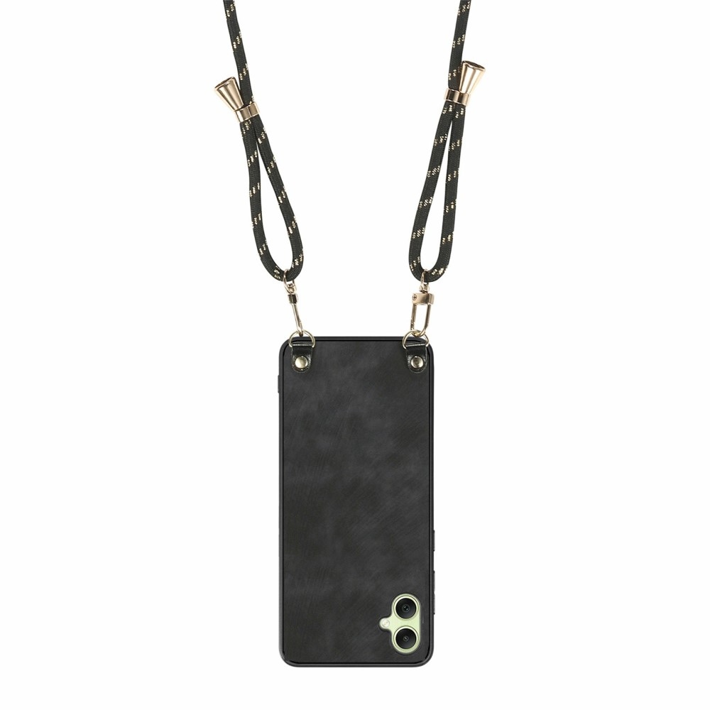 Retro zselés tok húzózsinórral és műbőrrel Samsung Galaxy A06 4G - fekete