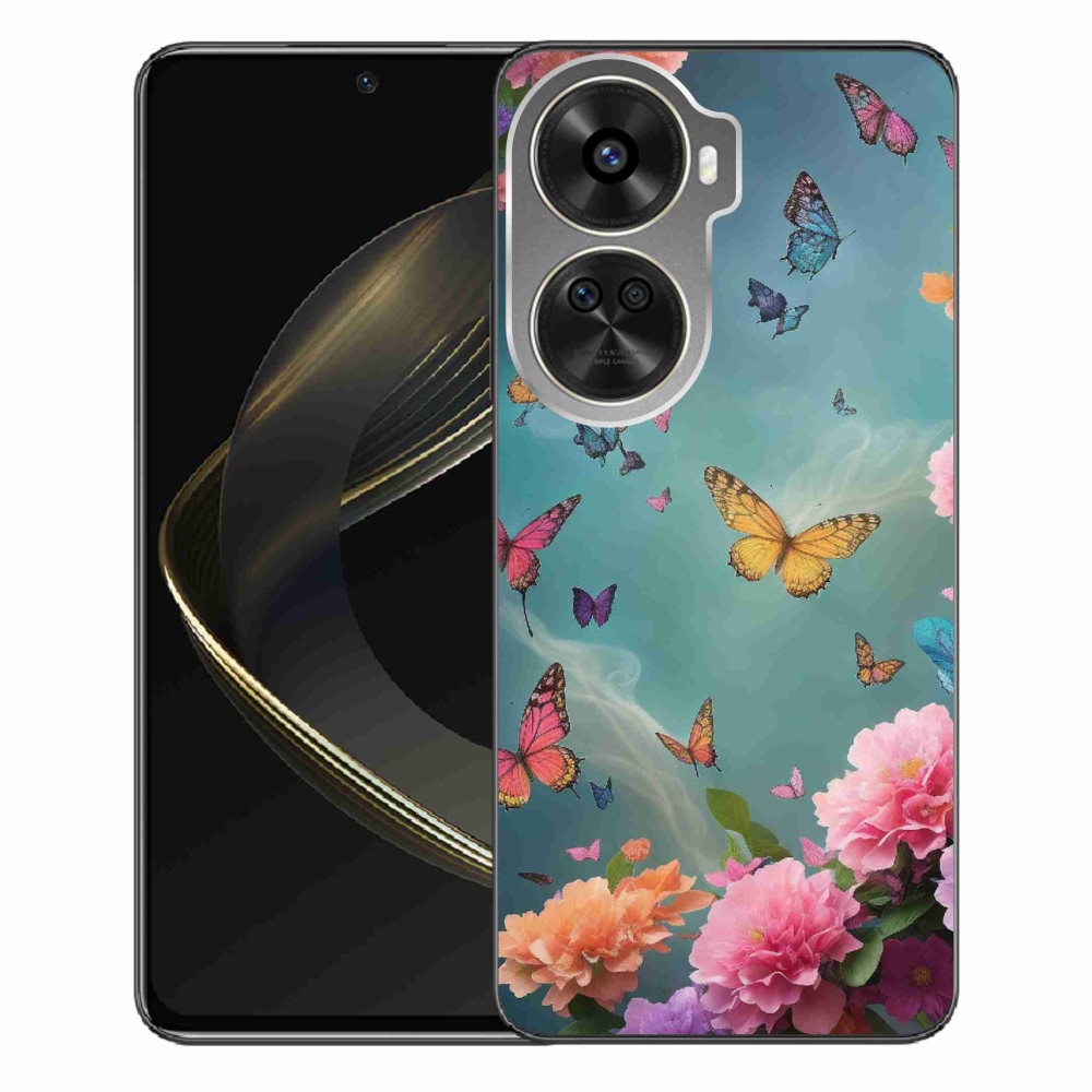 Gél borítás mmCase a Huawei Nova 12 SE-hez - színes virágok és pillangók