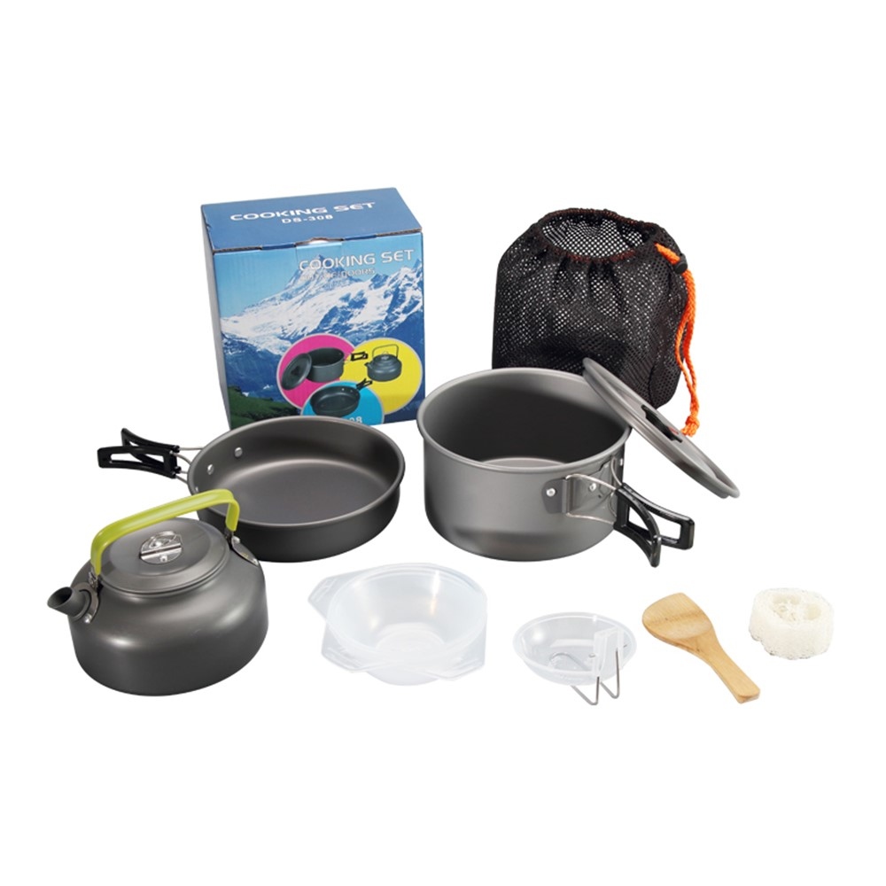 Halin DS-308 kemping edénykészlet vízforralóval 2-3 fő részére