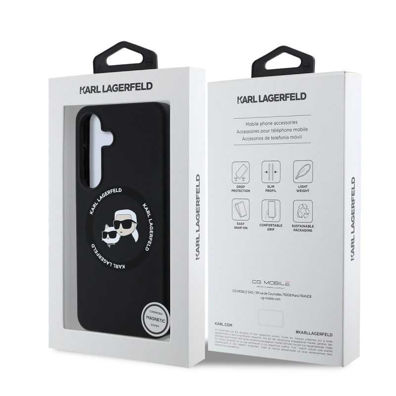 Karl Lagerfeld Liquid Silicone K&CH Heads MagSafe hátlap Samsung Galaxy S25 fekete