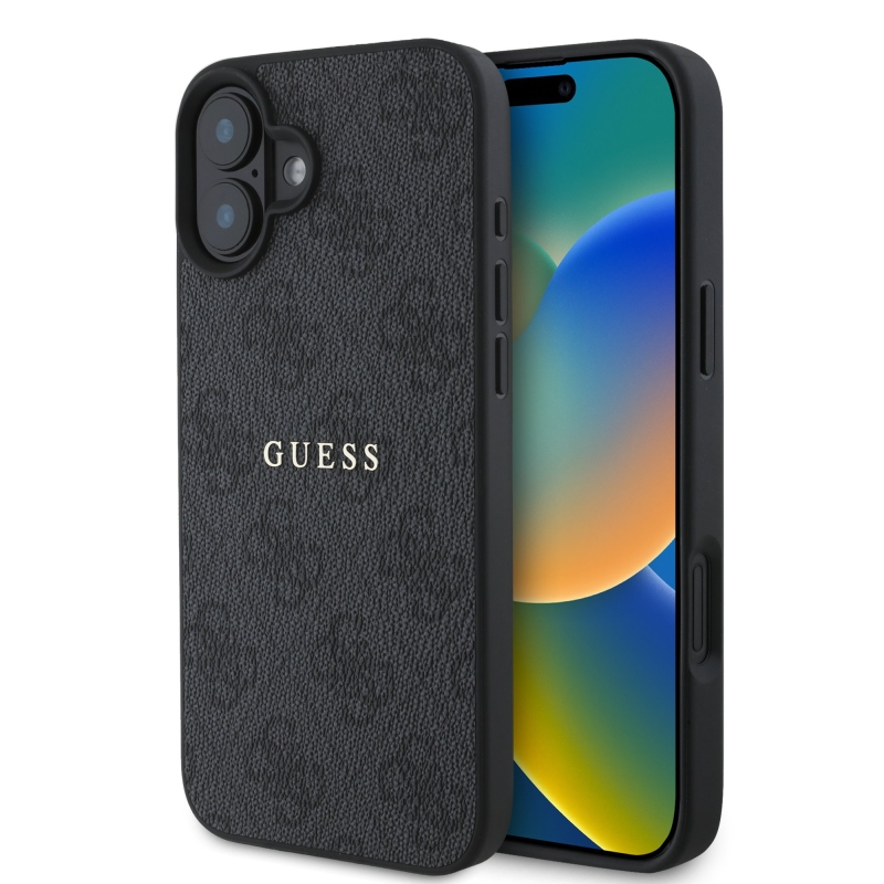 Guess PU 4G Classic Logo MagSafe hátlap az iPhone 16 Plus készülékhez Fekete