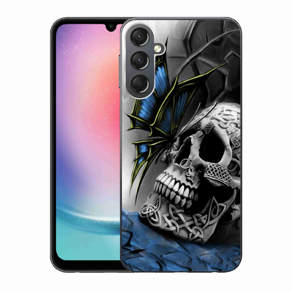 Gél borítás mmCase Samsung Galaxy A24 készülékhez - pillangó és koponya