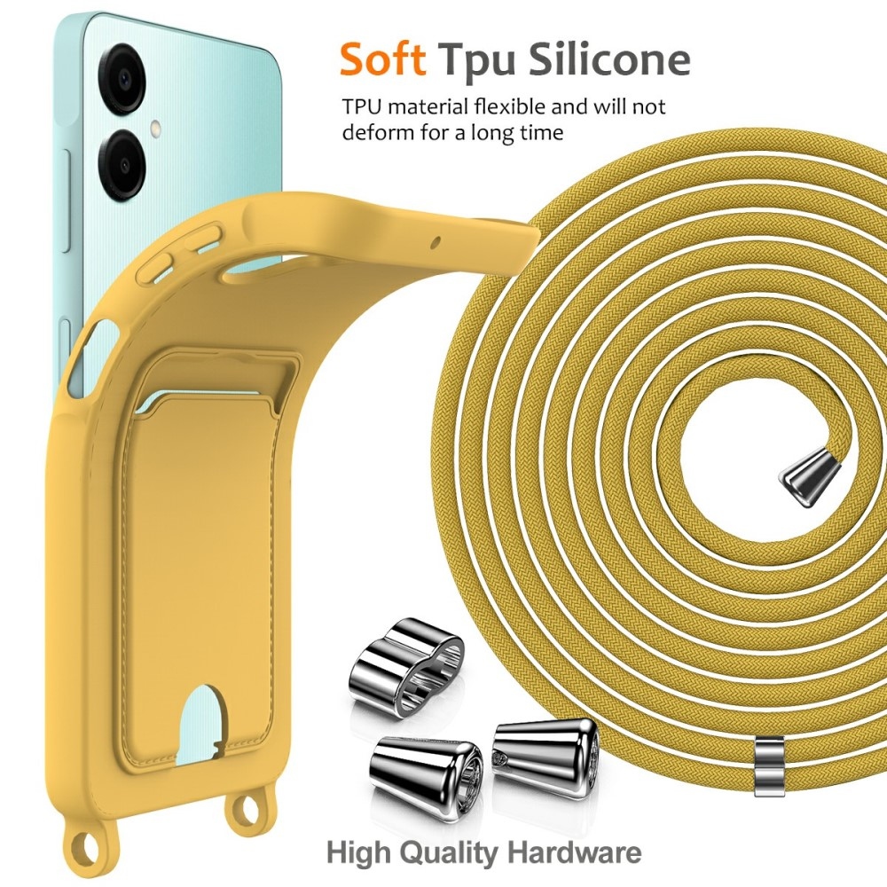 Zsinórral ellátott zselés tok Samsung Galaxy A06 4G kártyához - sárga