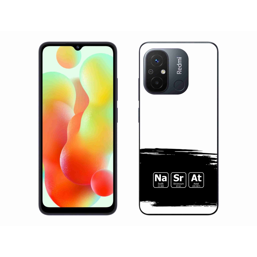 Gél borító mmCase a Xiaomi Redmi 12C - kémiai elemek fekete és fehér háttérrel