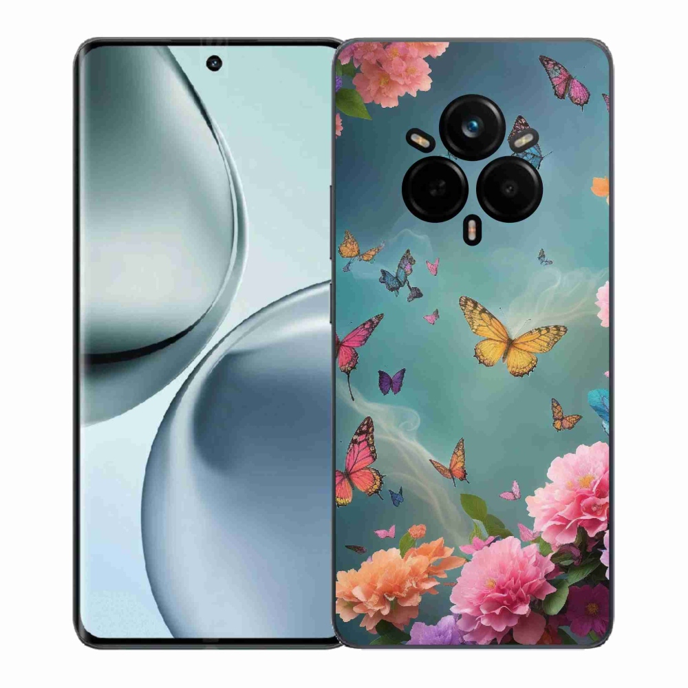 Gél borító mmCase a Realme 14 Pro+ 5G készülékhez - színes virágok és pillangók