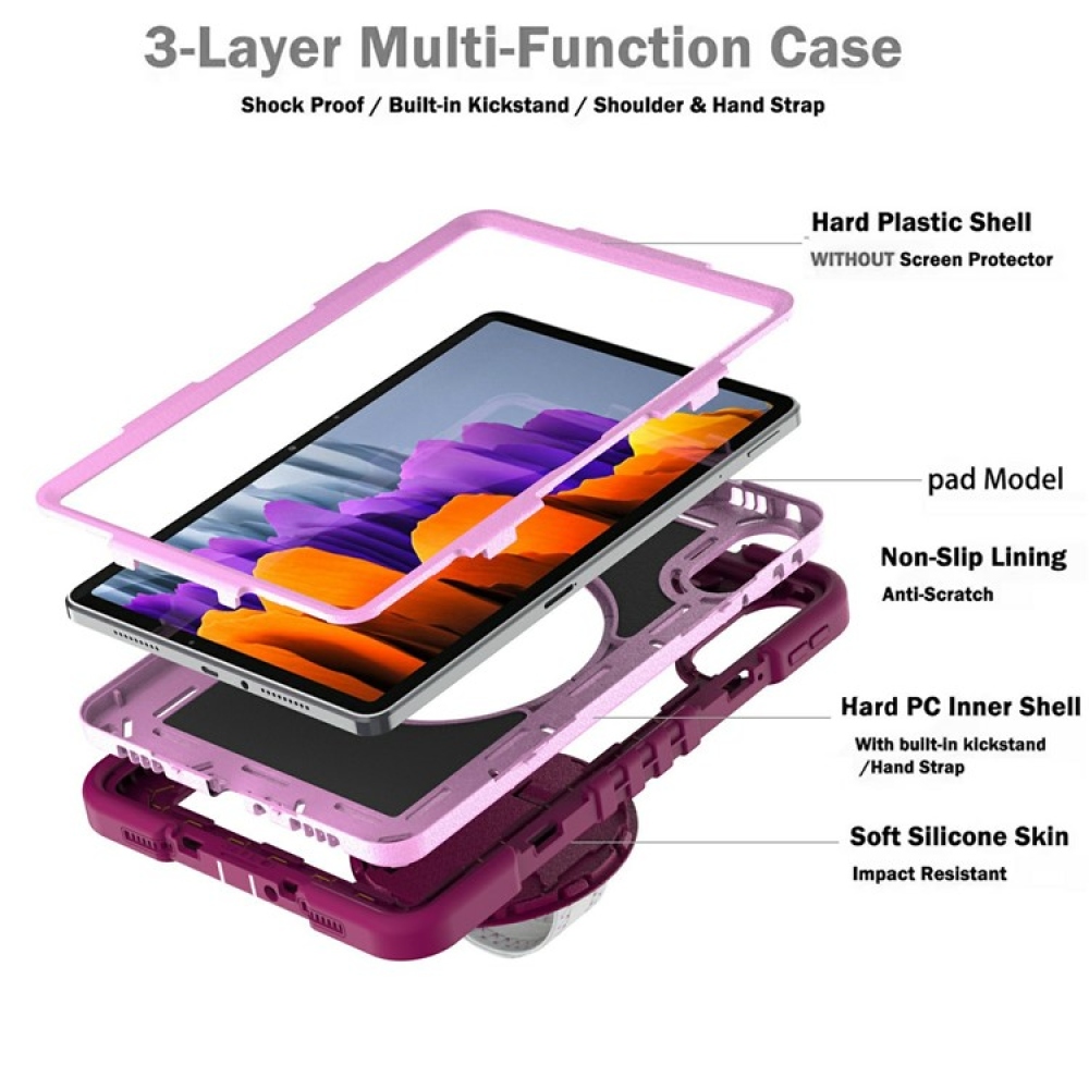 Strape tartós borító kézi fogantyúval és pánttal Xiaomi Redmi Pad 2 - rózsaszín/rózsaszín