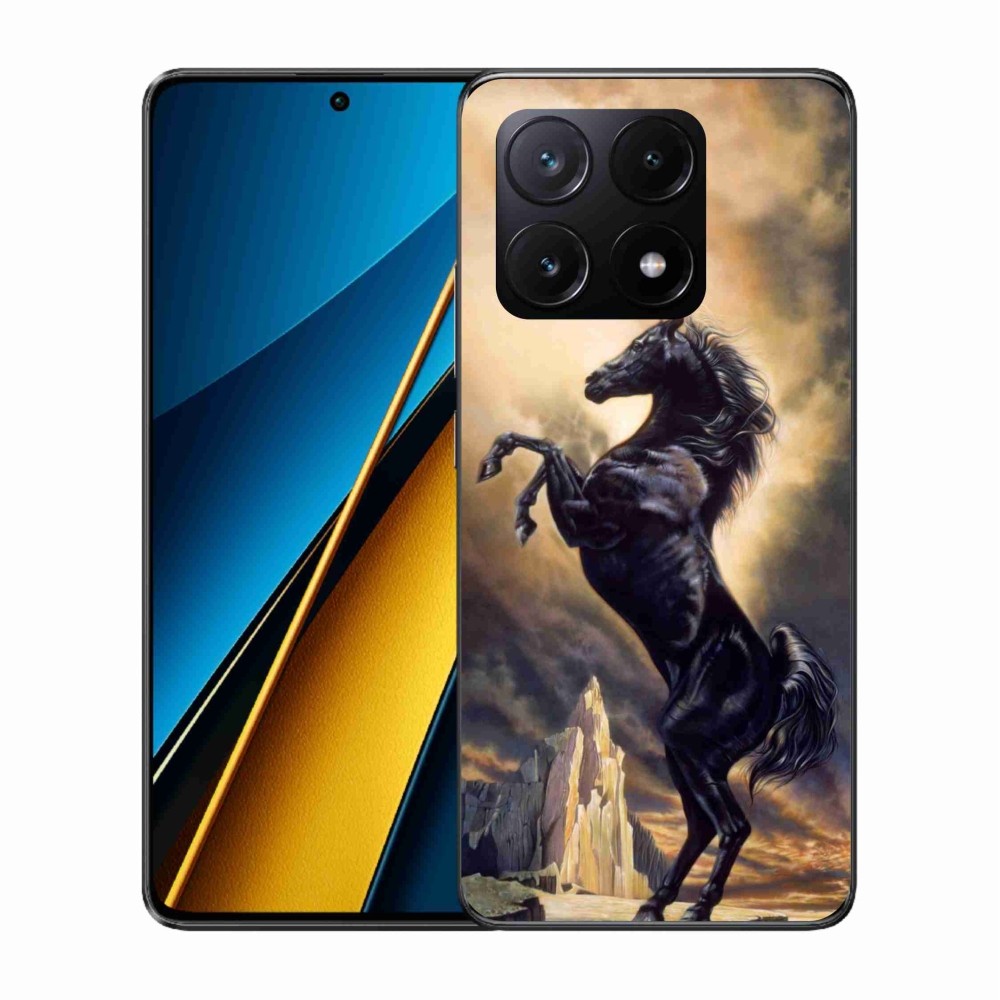 Gél borítás mmCase a Xiaomi Poco X6 Pro 5G számára - fekete rajzfilm ló