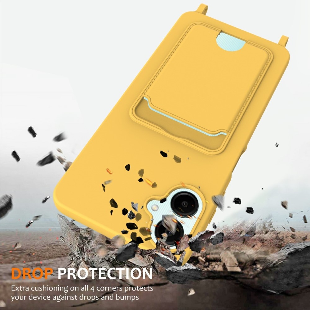 Zsinórral ellátott zselés tok Samsung Galaxy A06 4G kártyához - sárga