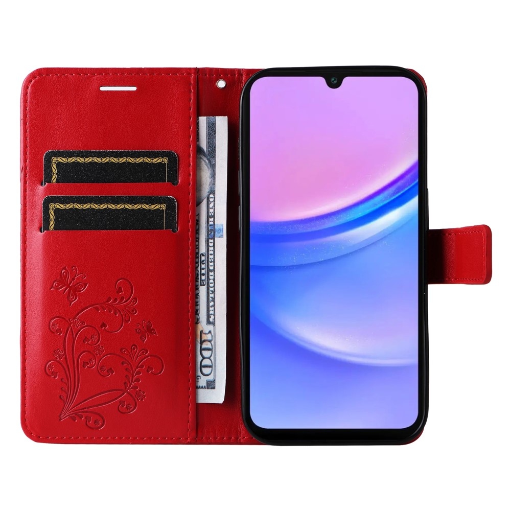 Nagy pillangó könyv tok Samsung Galaxy A16 4G/5G/A26 5G - piros