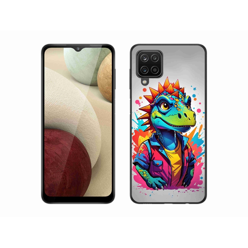 Zselés borítás mmCase Samsung Galaxy A12 készülékhez - színes dinoszaurusz