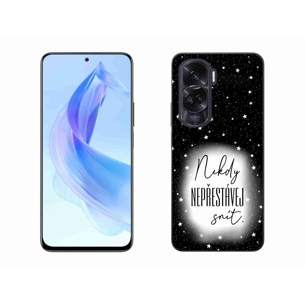 Gél borítás mmCase a Honor 90 Lite készülékhez - Idézet 1 fehér és fekete háttérrel