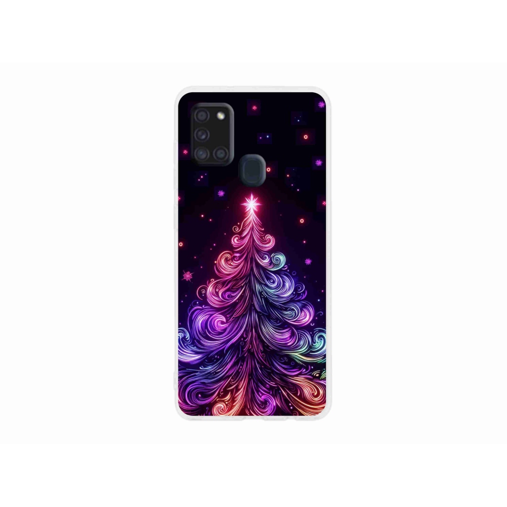 Gél borítás mmCase Samsung Galaxy A21s készülékhez - neon karácsonyfa 1