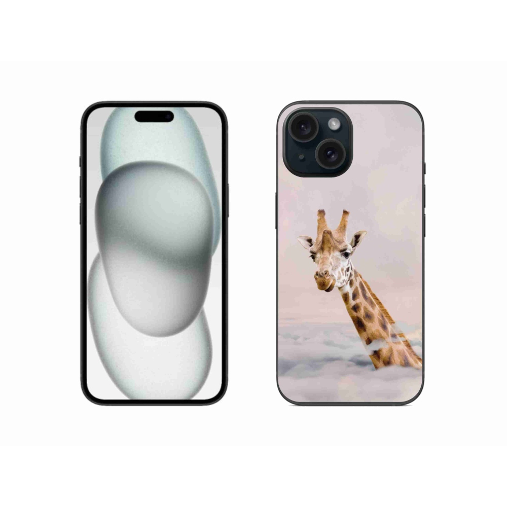 Zselés borítás mmCase iPhone 15 készülékhez - zsiráf a felhőkben