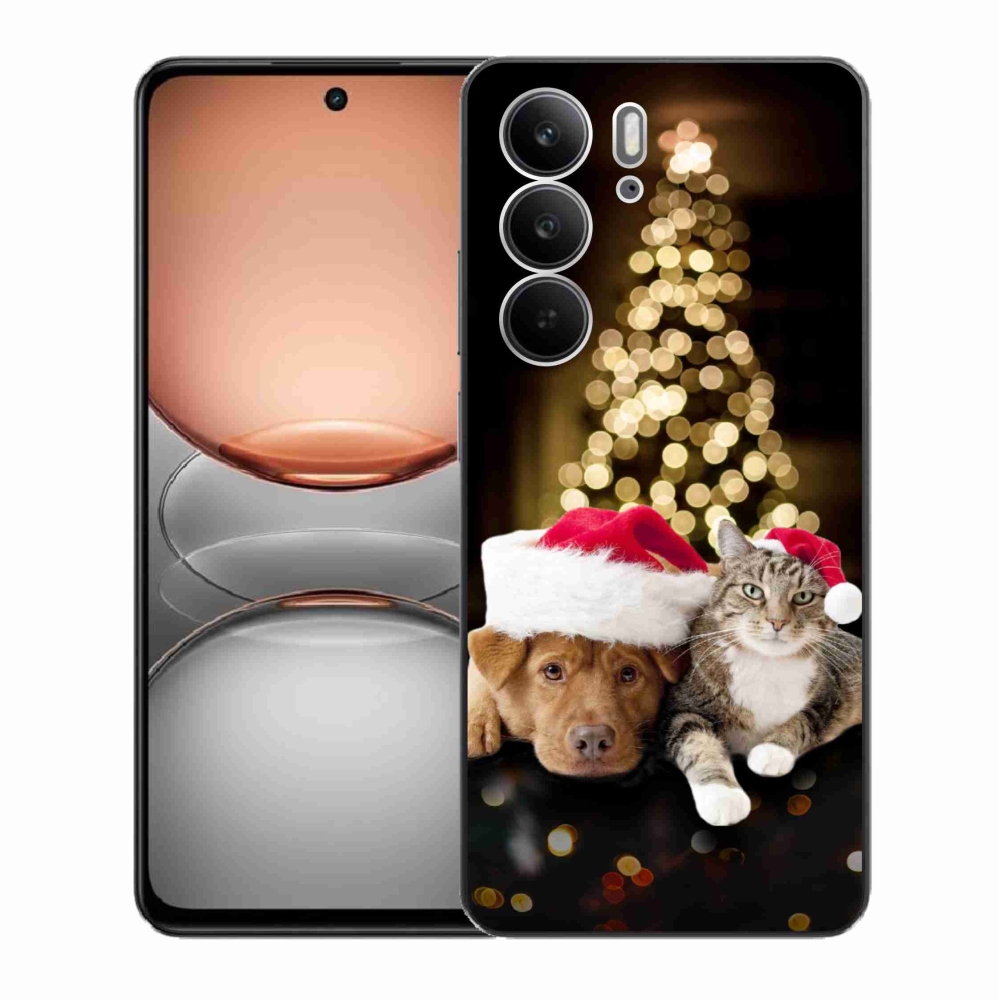 Gél borító mmCase a Realme C75 készülékhez - Karácsonyi kutya és macska