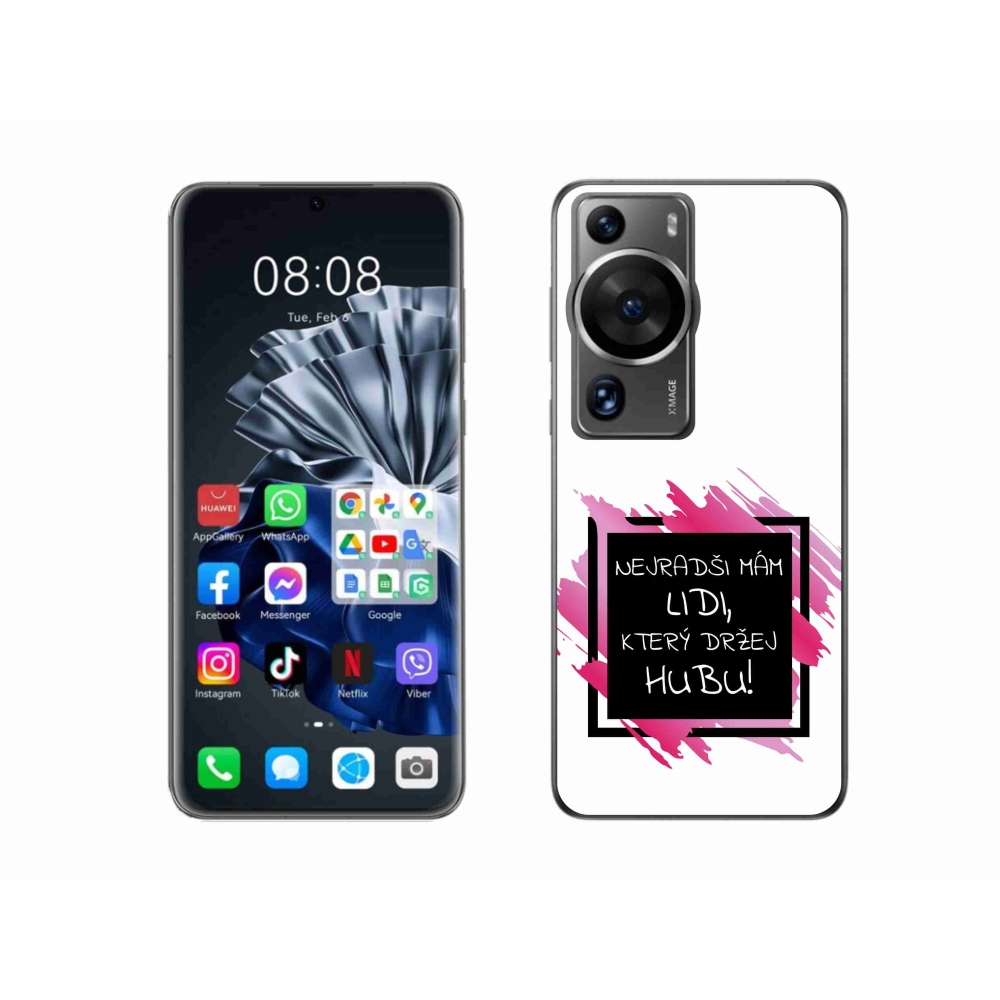 Gél borító mmCase a Huawei P60 Pro-hoz - vicces szöveg 7 fekete és fehér háttérrel