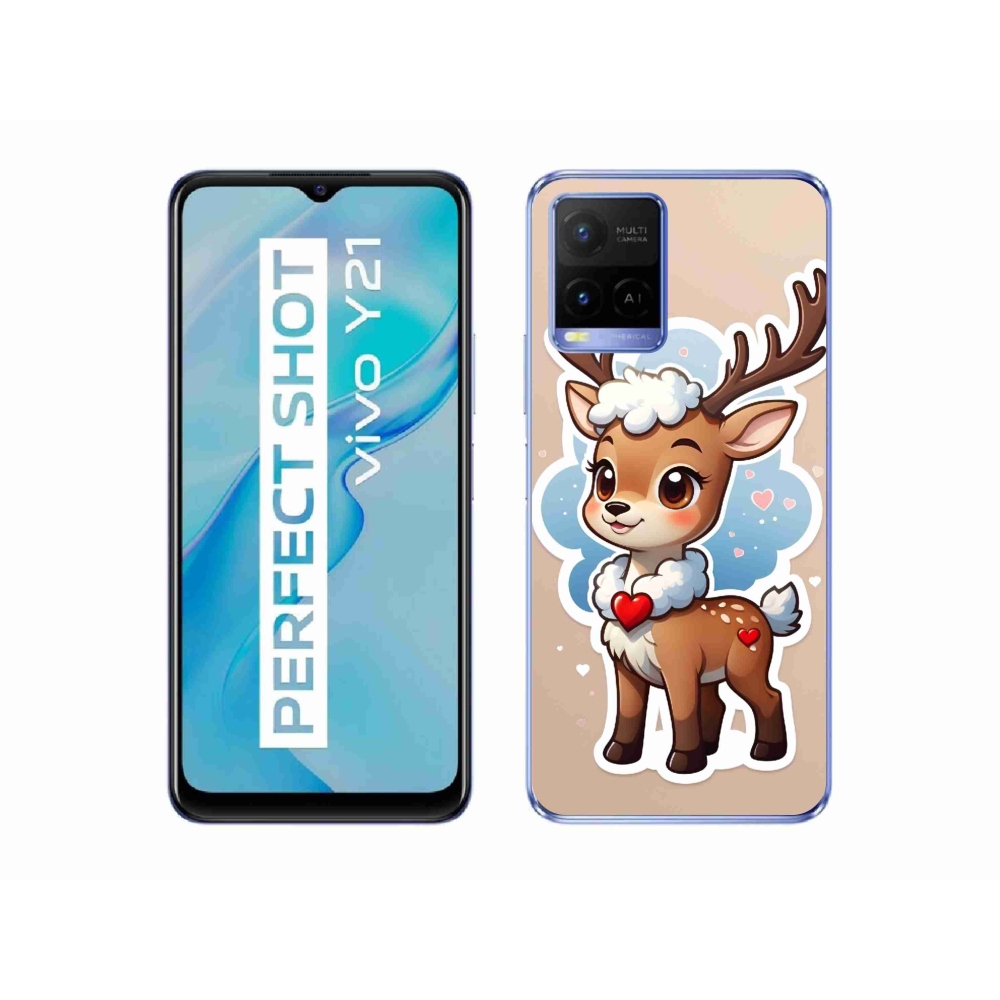 Zselés borító mmCase a Vivo Y21/Y21s/Y33s készülékhez - rajzfilm rénszarvas