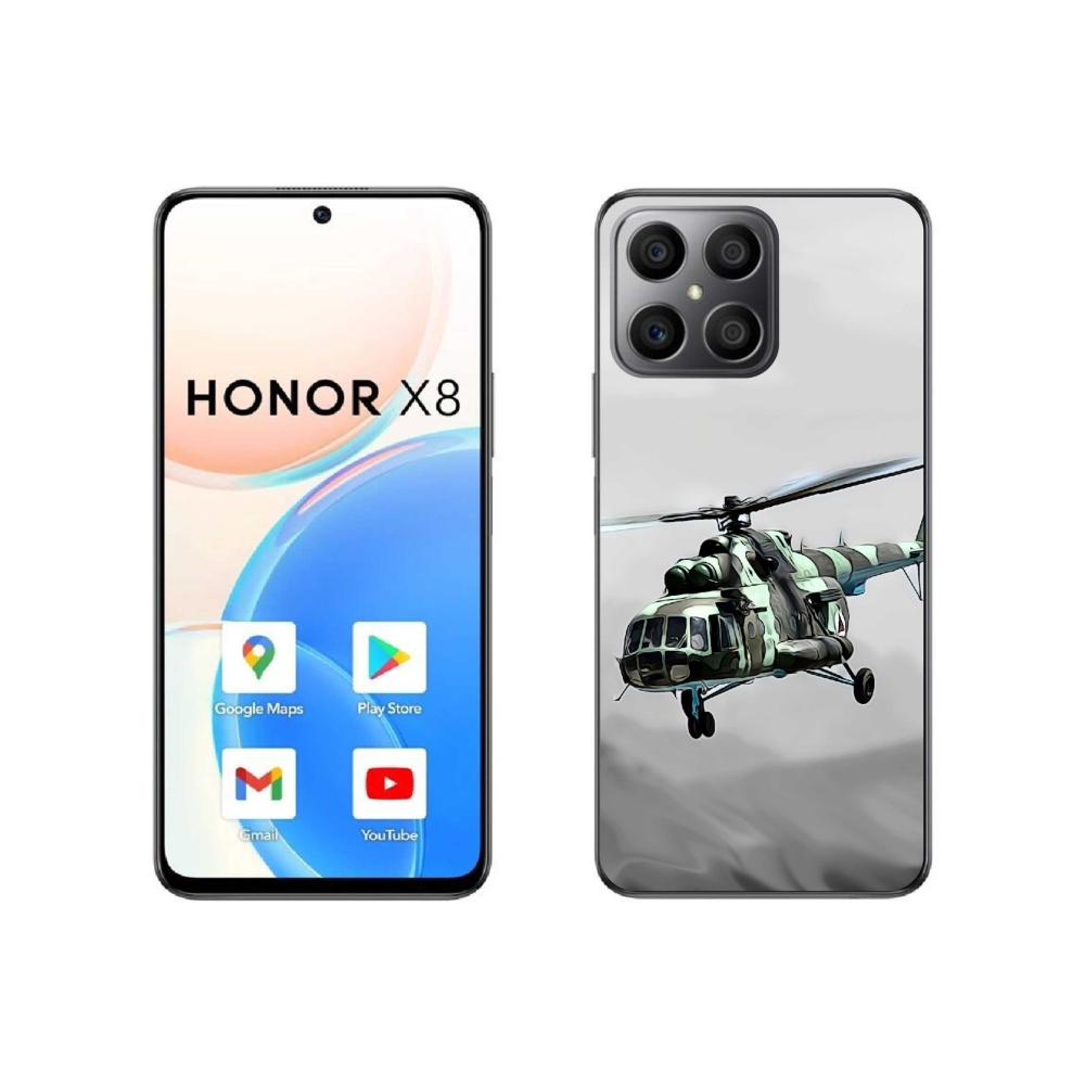 Gél borítás mmCase a Honor X8 4G számára - katonai helikopter
