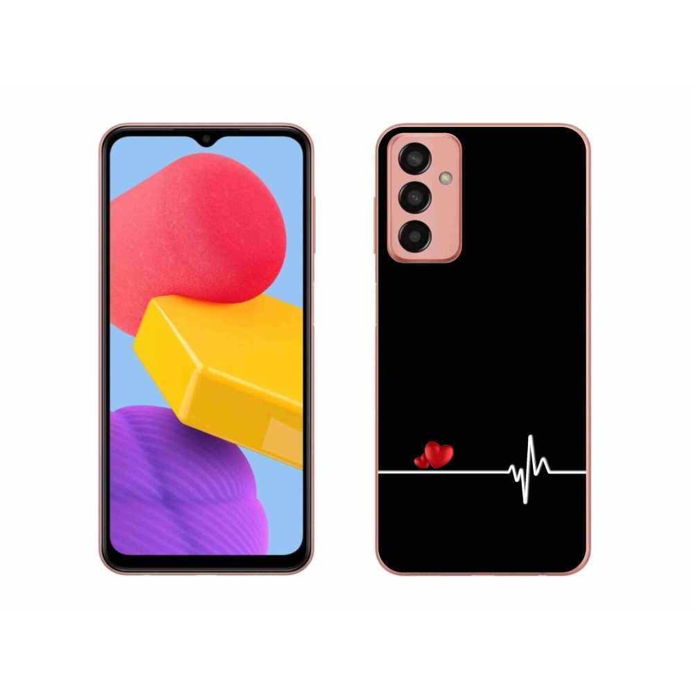 Gél borító mmCase Samsung Galaxy M13 készülékhez - szív és szívverés fekete háttérrel