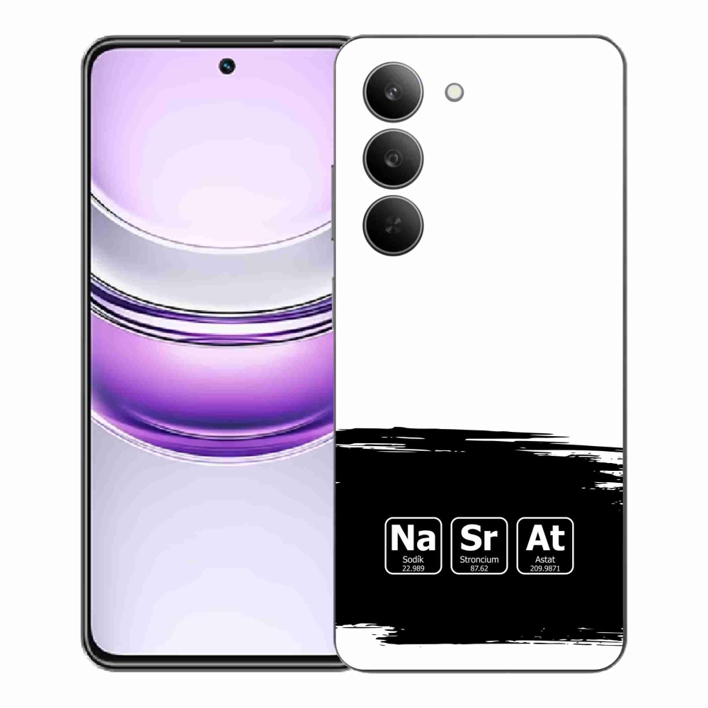 Gél borító mmCase a Realme 14x 5G-n - kémiai elemek fekete és fehér háttérrel