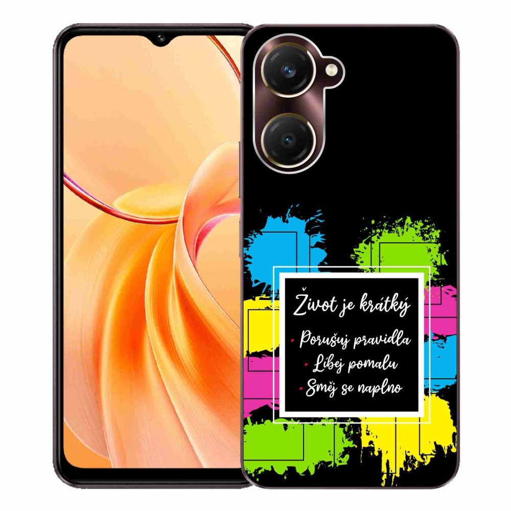 Gél borítás mmCase a Vivo Y28s 5G-n - Idézet 5 fekete háttér