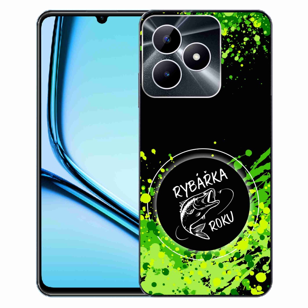 Zselés borító mmCase a Realme Note 50 készülékhez - Az év horgásza fekete háttérrel