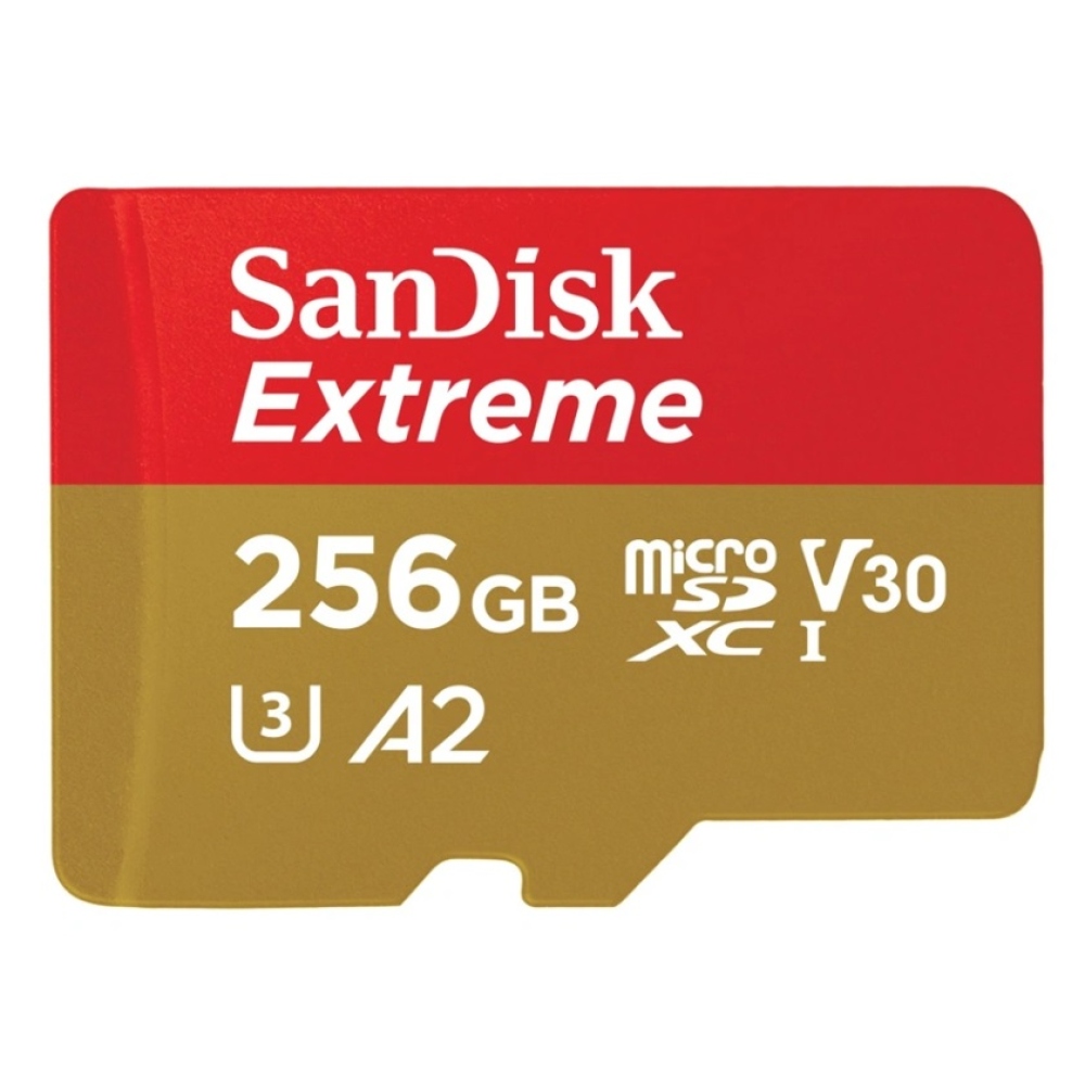 SanDisk Extreme microSDXC 256GB 190MB/s & 130MB/s olvasás/írás A2 C10 V30 UHS-I U3 nagy sebességű memóriakártya + SD adapter