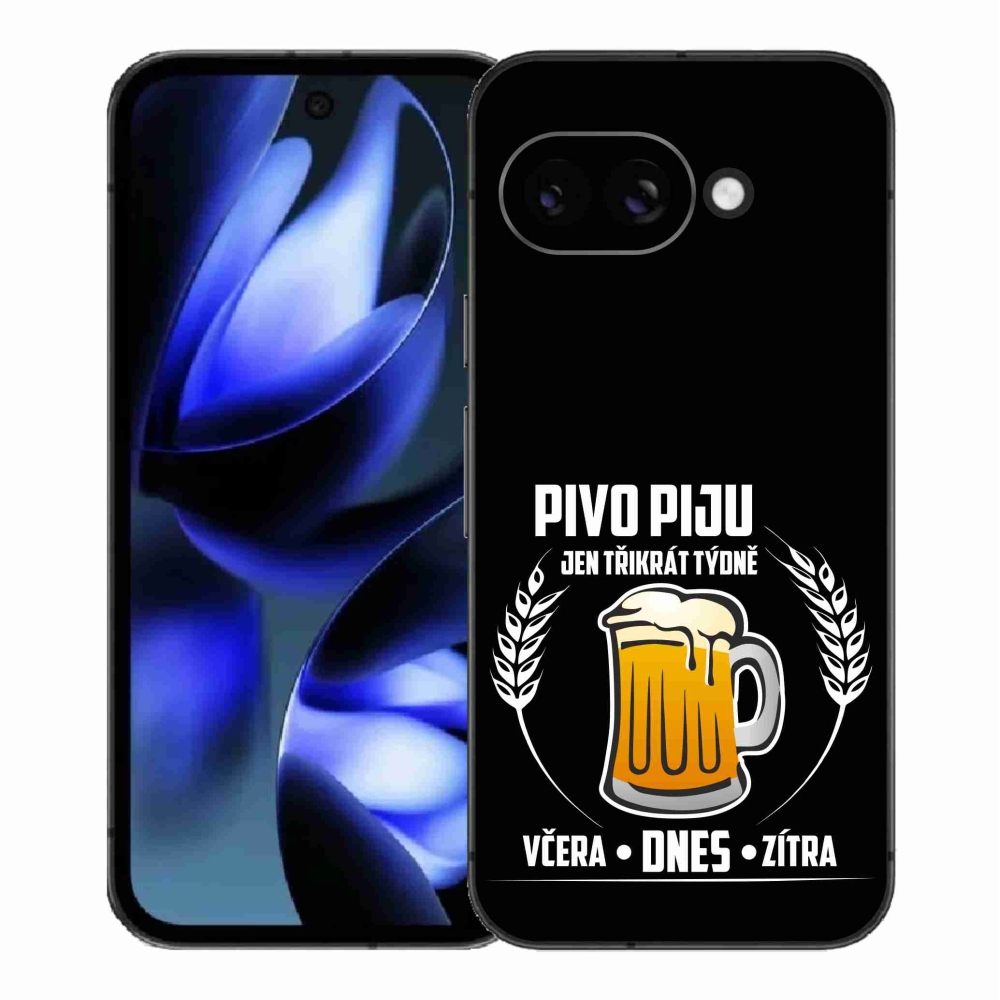 Gél borítás mmCase a Google Pixel 9a számára - sör motívum fekete háttérrel