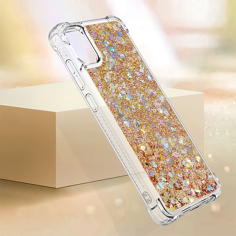 Glitter homokóra zselés tok Samsung Galaxy A06 4G - arany/szív