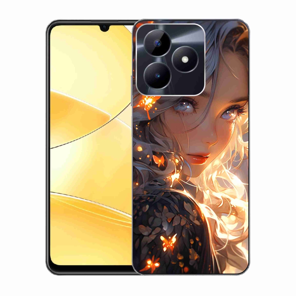 Zselés borító mmCase a Realme C51/C53 készülékhez - lány és pillangók